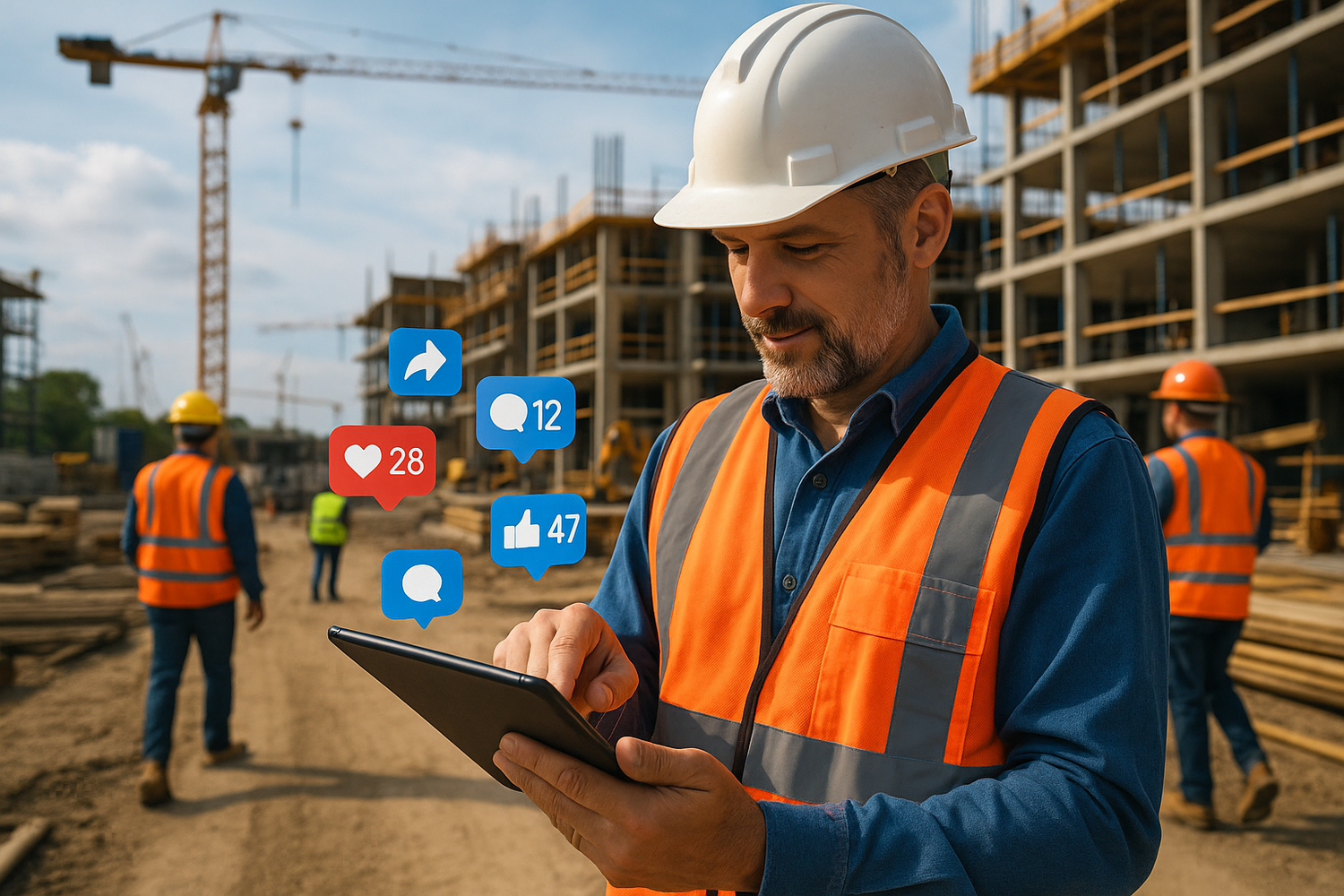 construction site, managing social media 